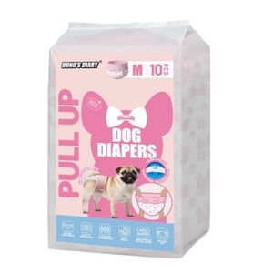 Dono Disposable Pull Up Female Dog Diapers, 360° Elastic Waist SZ: M 10 pk Pink